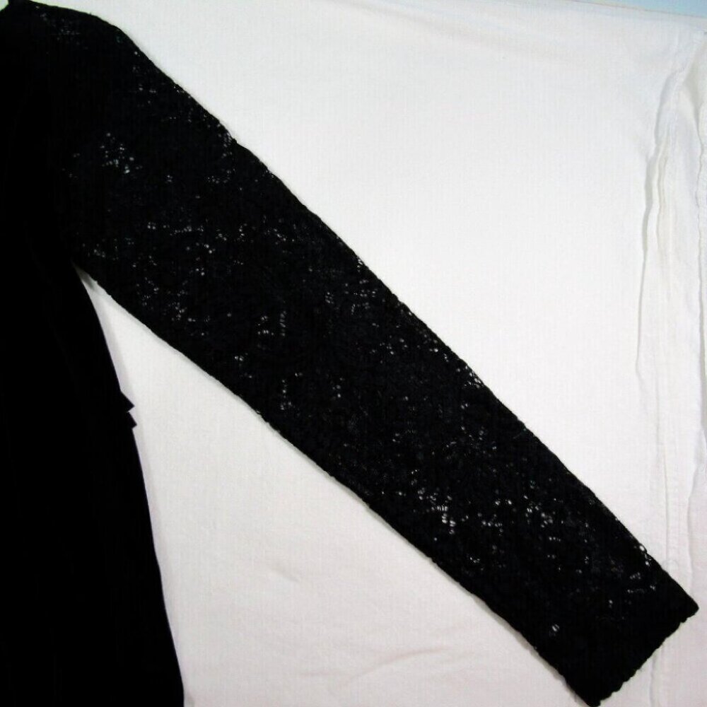 Cowgirl Tuff Black Velvet Long Lace Sleeve Top Womens Size L Velour New Tag - Picture 5 of 10
